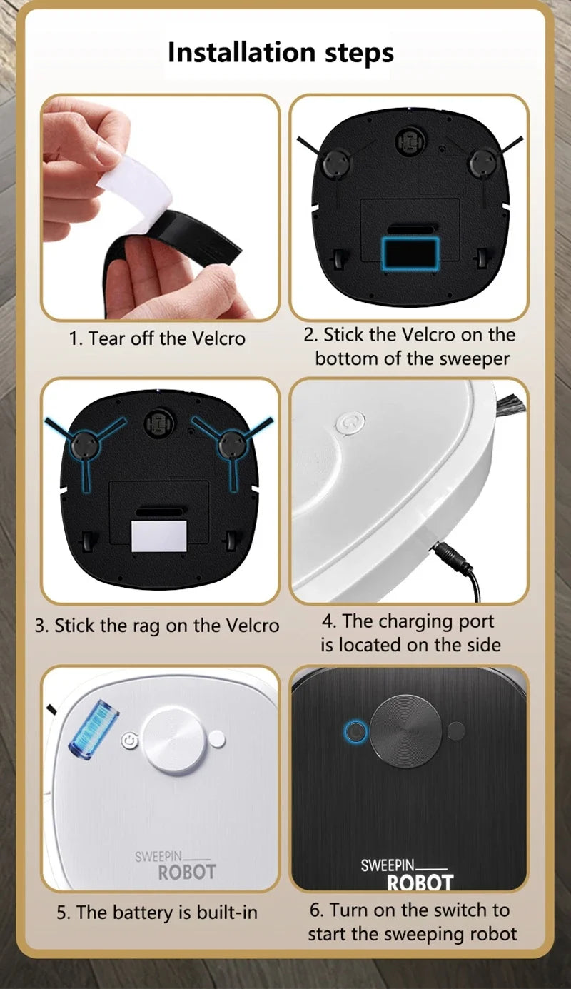New 3-in-1 Robot Vacuum Cleaner USB Charging Home Fully Automatic Sweep Robot Integrated Sweep suction mopping &Sterilization
