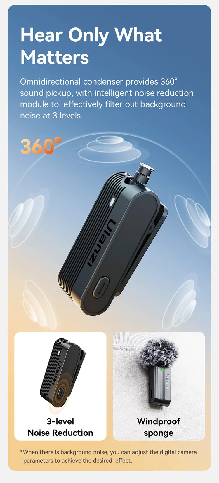 Ulanzi A100 Microphone Smartphone Wireless Lavalier Mic for iPhone 16 15 12 Xiaomi Samsung Dji Action 5 4 3 2 OSMO Pocket 3 SONY