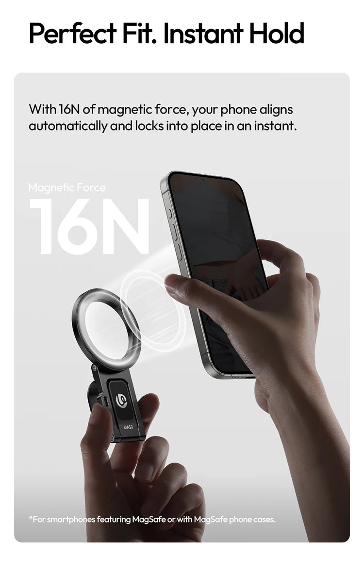 Ulanzi Magnetic Phone Holder Stand Foldable Magnet Clip Clamp Mount for Tripod Bracket Macsafe iPhone 15 14 13 12 Samsung