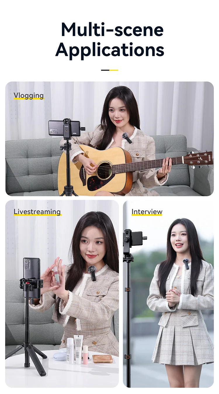 Ulanzi WM-10 Wireles Lavalier Microphone 1 to 1 Mic USB C for Android iPhone with Windproof Sponge For Live Streaming Recording