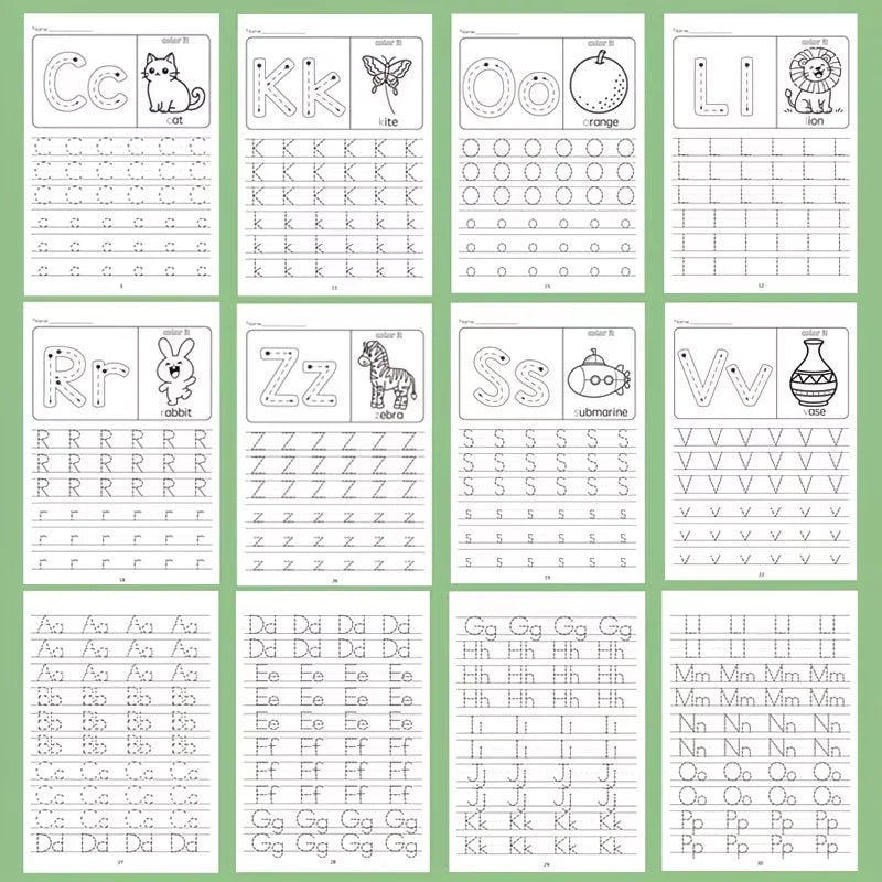 A Fun 32-Page Book Designed Specifically for Children to Practice Letter Tracing! It Includes Writing Exercises with Arrows and Dots, Coloring Activities, and Pronunciation Games, Making It an Excellent Tool for Preschool Pre