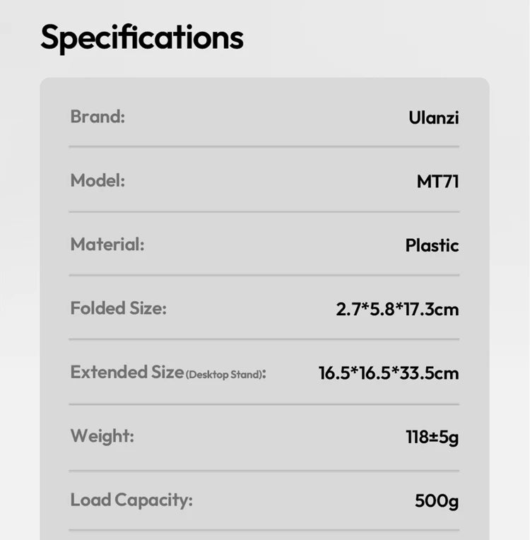 Ulanzi MT71 2 in1 Magnetic Mini Selfie Stick Desktop Tripod Stand for Iphone 17 16 15 Pro Max Android 180° Adjustable for Tiktok