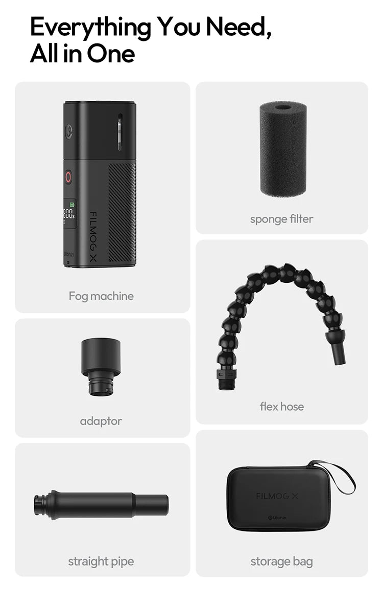 ULANZI FM02 Portable Fog Machine 30W Battery Powered Portable Smoke Machine Handheld Fog Machine Fogger Camera Accessories