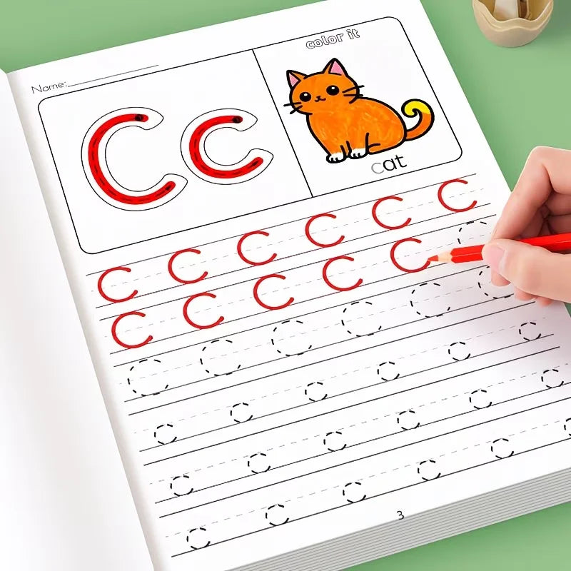 A Fun 32-Page Book Designed Specifically for Children to Practice Letter Tracing! It Includes Writing Exercises with Arrows and Dots, Coloring Activities, and Pronunciation Games, Making It an Excellent Tool for Preschool Pre