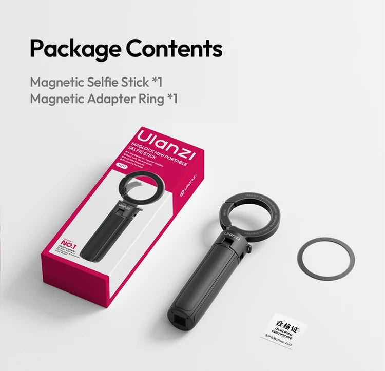 Ulanzi MT71 2 in1 Magnetic Mini Selfie Stick Desktop Tripod Stand for Iphone 17 16 15 Pro Max Android 180° Adjustable for Tiktok