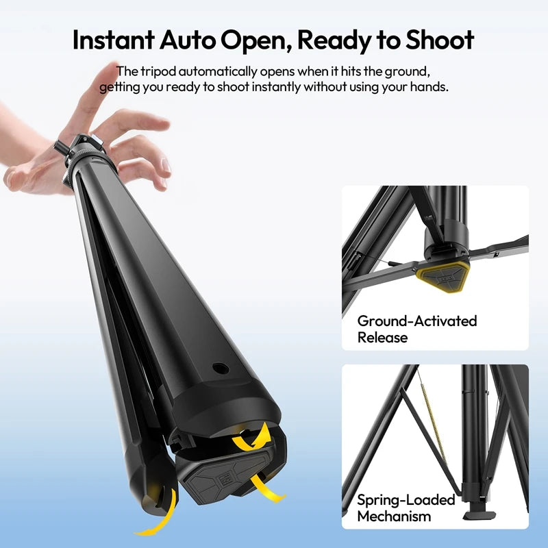 Ulanzi MT93 1.6M Camera Phone Light Stand Aluminum Alloy Portable Auto-Open Tripod with Uka 360° Ball Head Quick Release Plate