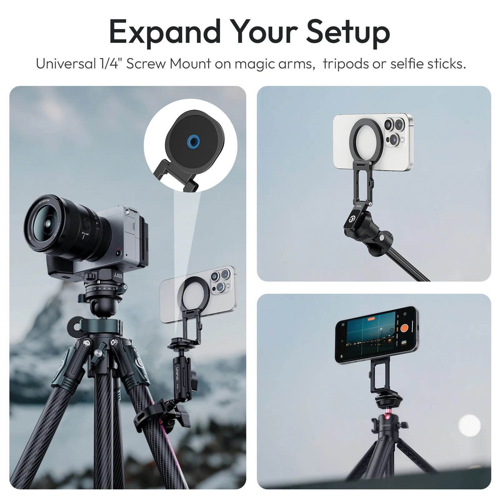 Ulanzi Magnetic Phone Holder Stand Foldable Magnet Clip Clamp Mount for Tripod Bracket Macsafe iPhone 15 14 13 12 Samsung