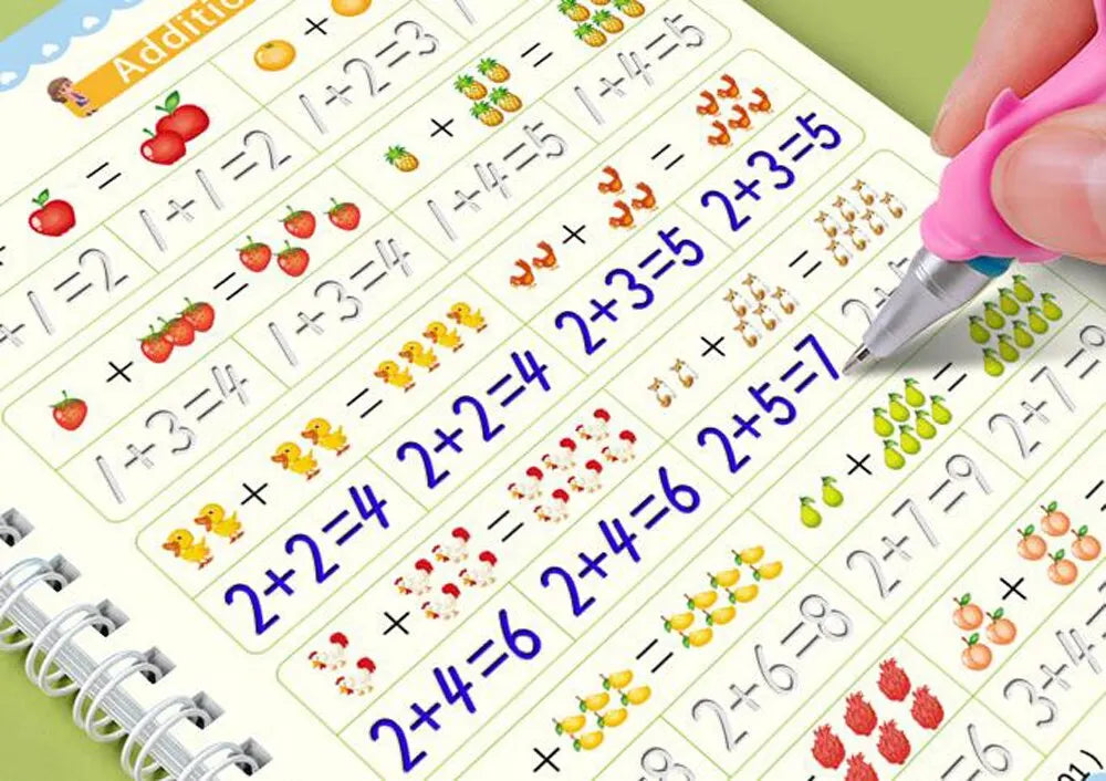 4 Books Pen Magic Writing Book Calligraphy Notebook Montessori Kids Reusable Educational Calligraphic Letter Practice Toy