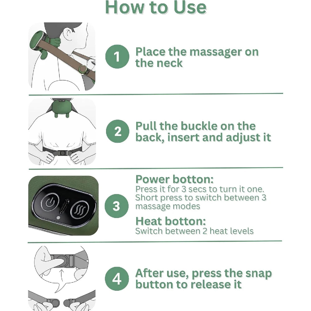 4D Heat Neck & Shoulder Massager delivers a professional-quality massage experience with advanced 4D bionic kneading technology that mimics