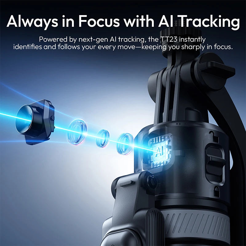 Ulanzi Magnetic Auto-Tracking Selfie Stick Tripod Compact Foldable Control Al-Powered Focus 360°Auto Smart Face Tracking