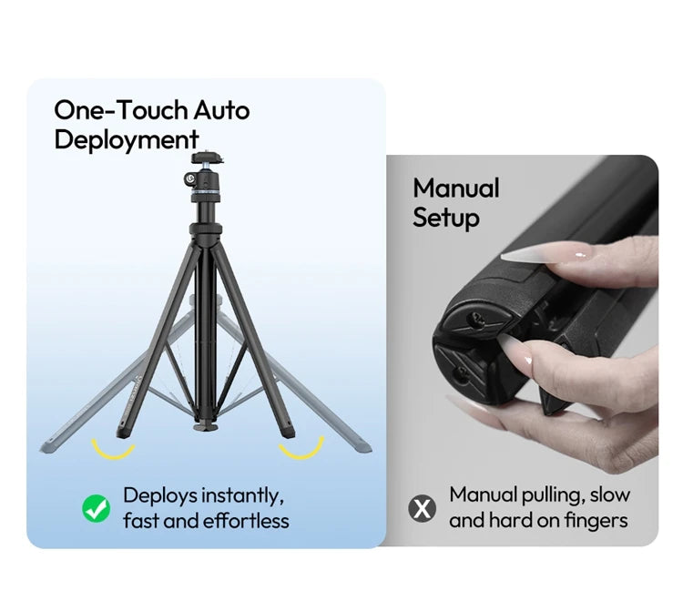 Ulanzi MT93 1.6M Camera Phone Light Stand Aluminum Alloy Portable Auto-Open Tripod with Uka 360° Ball Head Quick Release Plate
