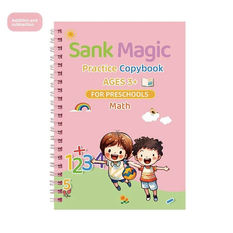 Children's Groove Control Pen Practice Calligraphy, English Alphanumeric Mathematical Drawing, Training Exercise Book