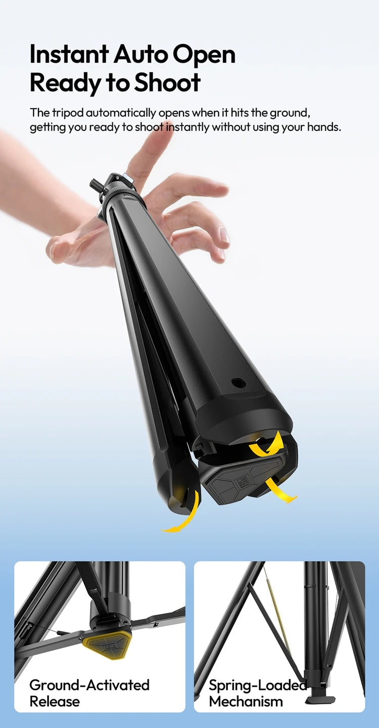 Ulanzi MT93 1.6M Camera Phone Light Stand Aluminum Alloy Portable Auto-Open Tripod with Uka 360° Ball Head Quick Release Plate