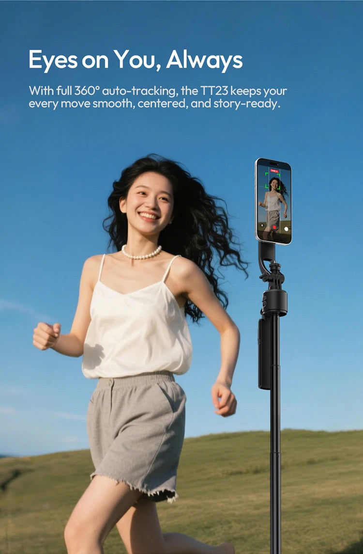 Ulanzi Magnetic Auto-Tracking Selfie Stick Tripod Compact Foldable Control Al-Powered Focus 360°Auto Smart Face Tracking