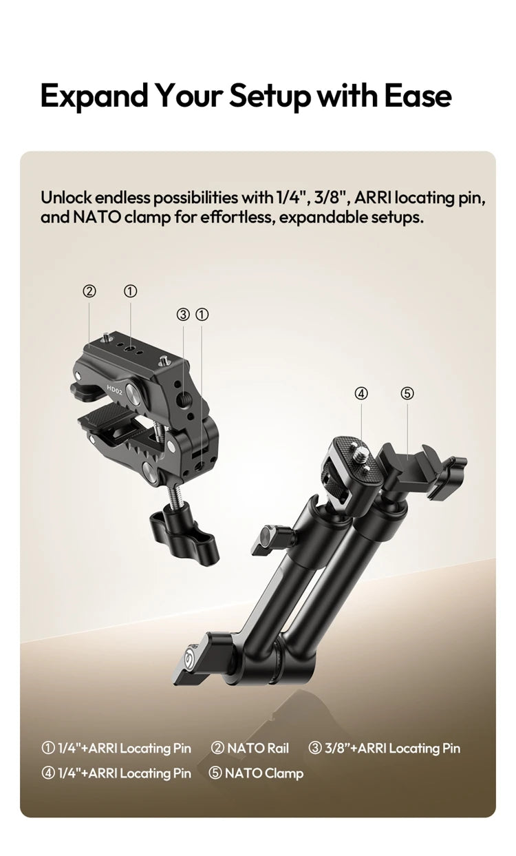 Ulanzi Magic Arm Super Clamp with 360° Mini Ball Head Quick Release Clamp Bracket Tripod Mount 1/4 Screw Clip for DSLR Camera Go