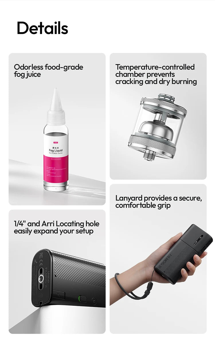ULANZI FM02 Portable Fog Machine 30W Battery Powered Portable Smoke Machine Handheld Fog Machine Fogger Camera Accessories
