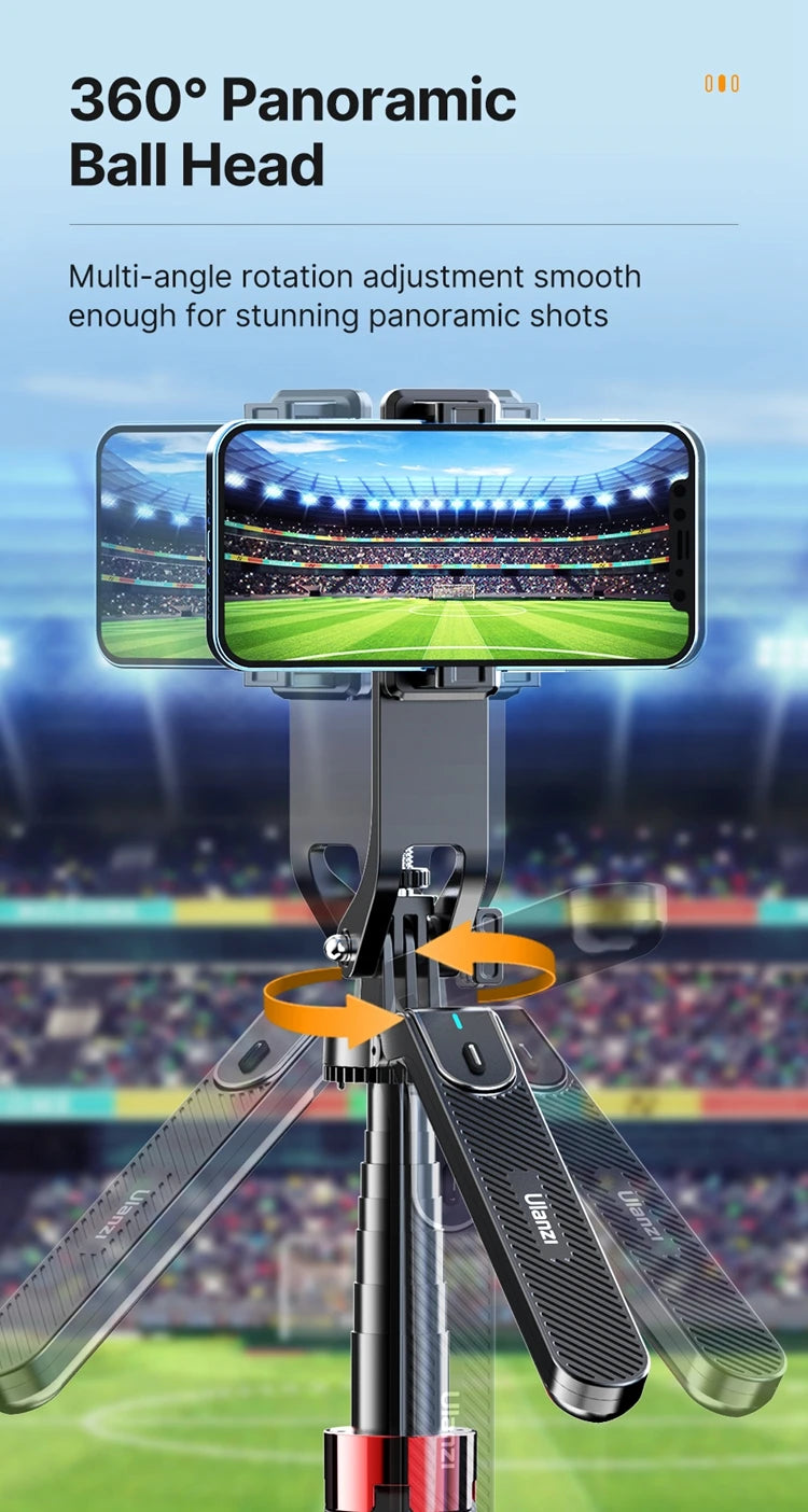 Ulanzi MA09 1.8m Selfie Stick Tripod for iPhone 16 15 Android Phone with Remote Control Panoramic Ball head Holder U200 VL49 Kit