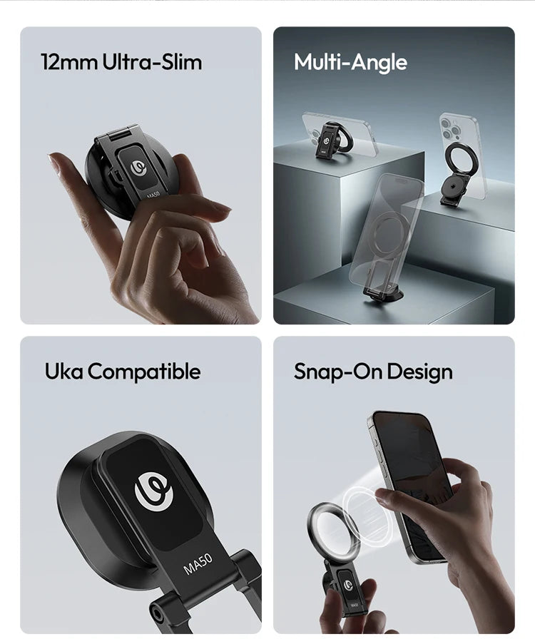 Ulanzi Magnetic Phone Holder Stand Foldable Magnet Clip Clamp Mount for Tripod Bracket Macsafe iPhone 15 14 13 12 Samsung