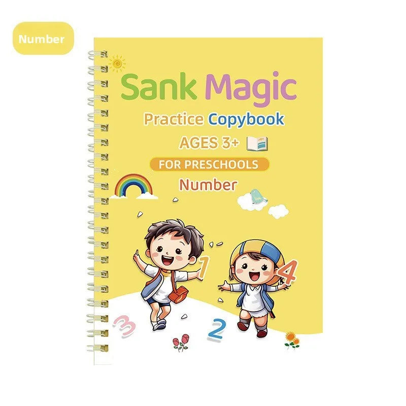 Children's Groove Control Pen Practice Calligraphy, English Alphanumeric Mathematical Drawing, Training Exercise Book